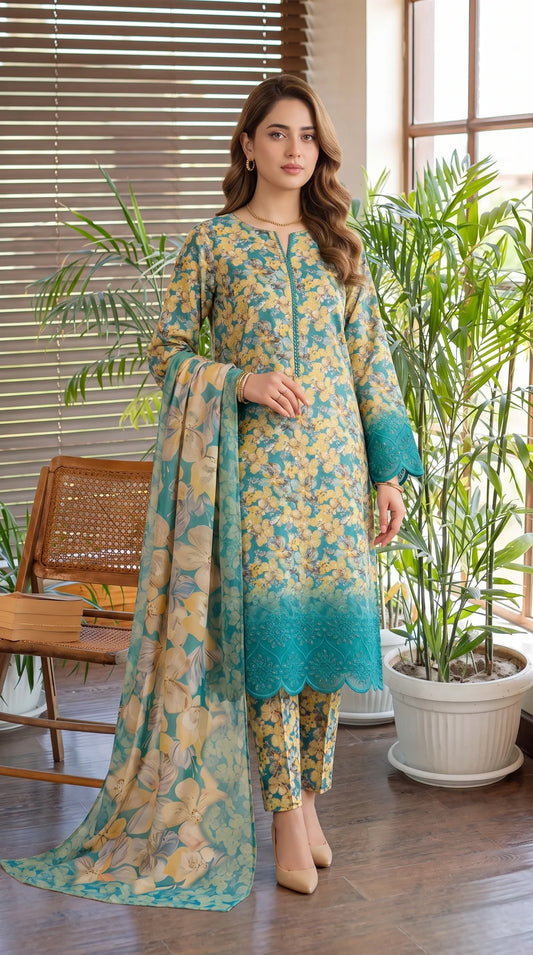 Unstitched Teal Green