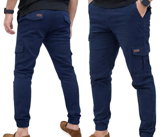 Stretchable Blue Cargo 6 Pocket Trouser